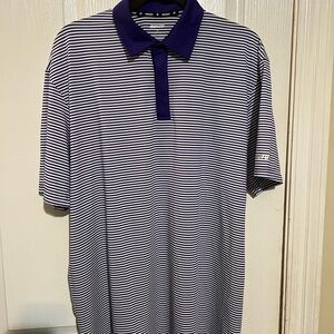 Marucci Men’s XL Purple and White Striped Polo Shirt. Like New.